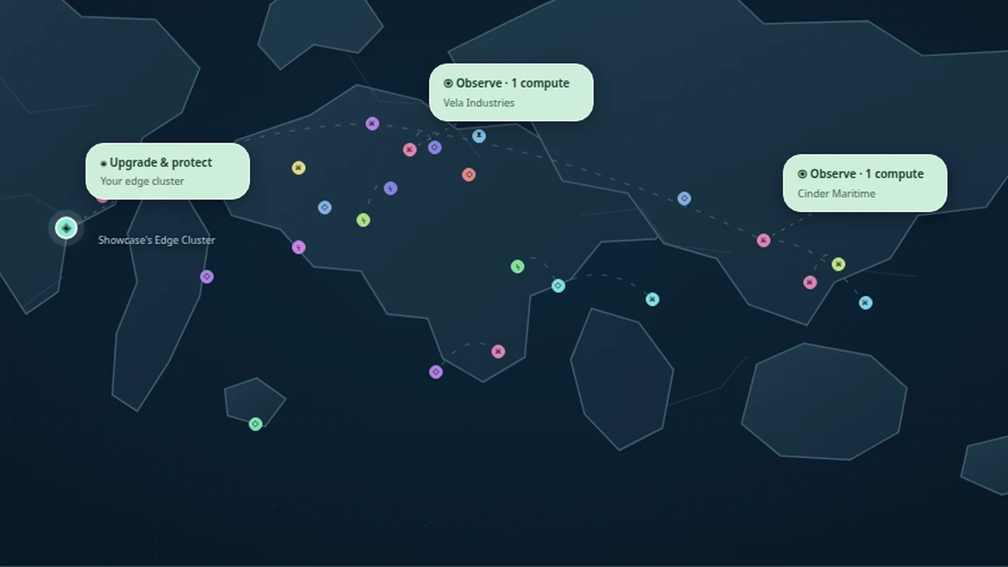 Singularity’s world map with connected infrastructure and intelligence nodes